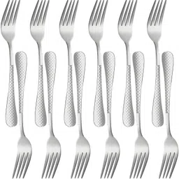 oicia Nw1_Silver Forks for Eating Noodle, Silverware Eating Fork Stainless Steel Dinner Fork Set image 1