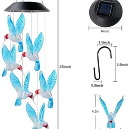 wmkmart Solar Bird Wind Chime Light | Color Changing Decorative Hanging Lamp Plastic Windchime image 2