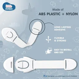 kids station Made in India Nylon Strap Baby Safety Locks for Kids for Drawer, Furniture image 3
