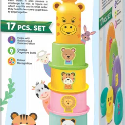 toymate Baby’s Safari World-17pcs Ultimate Toddler Games Stacking Cups, Nesting, Rolling image 2