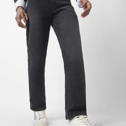 Men Straight Fit Mid Rise Black Jeans-image-42