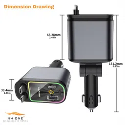 nh one Car Charger 4-IN-1 with Output 100W and Star Roof Ambient Light Car Laptop Charger image 5