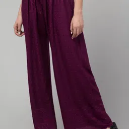 kgfonecloth Women Straight Fit Purple Viscose Rayon Trousers-picture-18