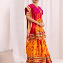 anirav Printed Bandhani Art Silk Saree image 3