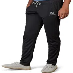 manra Men Solid Black Track Pants image 3