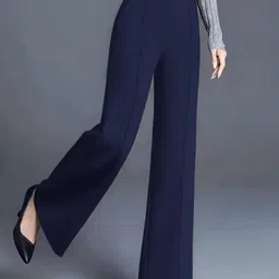 nxtwin Women Regular Fit Dark Blue Polyester Trousers image 3