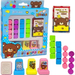 Bear Theme Rubber Seal Stamp Kit – DIY Coloring & Stamping Set with 16 Small Sta-image-18