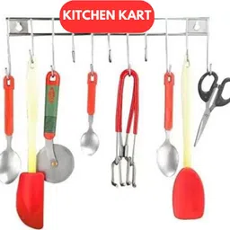 kitchen kart Stainless Steel Wall-Mounted Hook Rack – 8 Hooks (Set of 2) for Kitchen & Home Accessories Organizer image 5