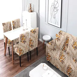 Cortina Beige Printed 3-Seater Stretchable Non-Slip Sofa Slipcover image 5