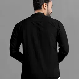 rahul look Men Slim Fit Solid Mandarin Collar Casual Shirt image 2