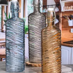 Roxx Grey & Yellow 3 Pieces Textured Single Wall Vacuum Water Bottles 1 L Each-picture-39