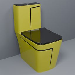d o t C/T023 Premium Quality Shining Matt Yellow Commode With Black Finishing Line And Round Flush Button Western Commode-picture-16