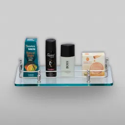 Glass Shelf for Bathroom/Kitchen Storage Shelf/Multipurpose Wall Shelf Rack for Home (12x6 Inches, Clear, Pack of 1Pcs.) Glass Wall Shelf-image-53