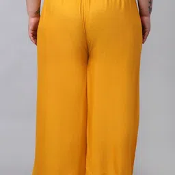 trend level Women Flared Yellow Viscose Rayon Trousers image 2