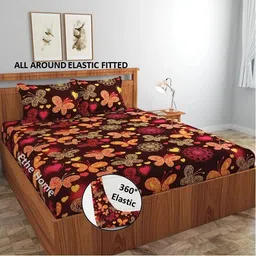 ethe home Cotton King Fitted (Elastic) 280 TC Printed Bedsheet-picture-46