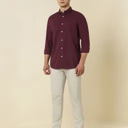 allen solly Men Slim Fit Solid Cut Away Collar Casual Shirt image 5