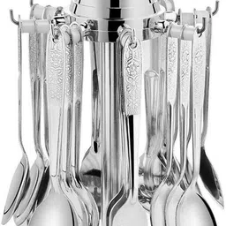 parage Pretty 25 Pieces Cutlery Set for Dining Table, Spoons Set Combo With Stand, Stainless Steel Cutlery Set-picture-24