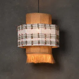 opaque studio Niuland Jute Drum Pendant Hanging Light (White & Brown)-picture-25
