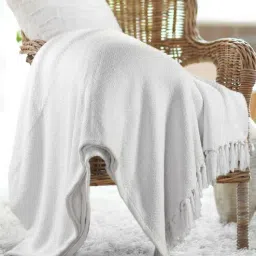 sashaa world White Polyester 98x67 Chevron Throw with Tassels-picture-36