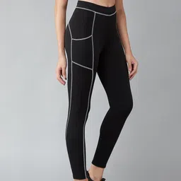 blinkin Solid Women White, Black Tights image 4