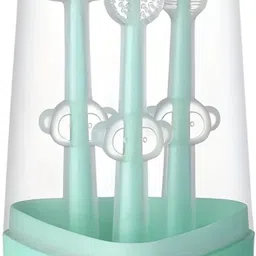 Baby Silicon Toothbrush 3 in 1 Set for Newborn Baby/Infants/Kids Ultra (Blue) Ultra Soft Toothbrush-image-52