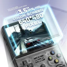 TECNOLOGIA R36S Handheld Game Console 3.5-inch IPS Display 64GB Storage System (Black) 64 GB with 15000+ games image 3