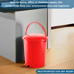 kuber industries 10 L Pedal Dustbin & Garbage Bag 19x21 In (Green - 1 Roll) Red Plastic Dustbin image 2