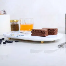 posh n plush White Oval Marble (14 x 6 Inches) Appetizer Platter image 2