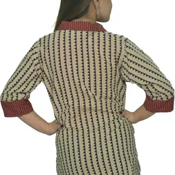 kheyaliboutique Women Comfort Fit Fit Geometric Print, Printed Button Down Collar Casual Shirt image 2