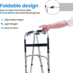 tryfit TF895W I Zigzag Walker with Wheels I Stainless Steel I Foldable I Lightweight Walking Stick image 5
