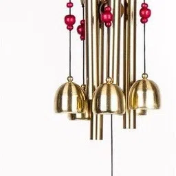 lilone 4 Bell 4 Pipe 4 Coins Wind Chimes for Home Decor Brass, Wood Windchime image 5