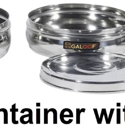 galoof Stainless steel Set of 3 Puri Dabba/Slim Food Container/Storage Canister/Tiffin 3 Containers Lunch Box image 2