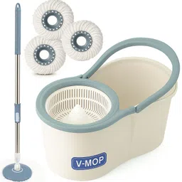 Classic Magic Spin Dry Bucket Mop - 360 Degree Self Spin Wringing With 3 Super Absorber Mop Set, Mop, Cleaning Wipe, Bucket, Dustbin, Mop Wet & Dry Mop-image-0