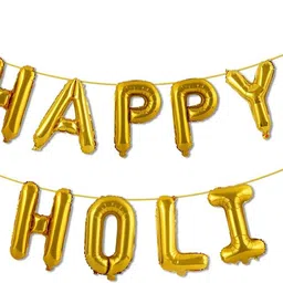toyporium Solid Happy Holi Decorative Item Gold Festival Happy Holi Foil Balloon Decoration Balloon-picture-20
