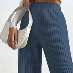 selvia Women Relaxed Blue Lycra Blend Trousers image 5