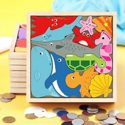 vhd Sea Animal Wooden Jigsaw Puzzle for Kids – Educational Toy Q136-picture-31