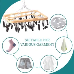 ecom home 32 Clips Flying Hangers for Drying Clothes | 360° Rotating Hanger for Balcony Plastic Tie Hanger For Tie image 3