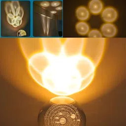 shopogenix 3D Crystal Ball Lamp | Night Light with Wooden Base | Solar System Style Table Lamp image 4