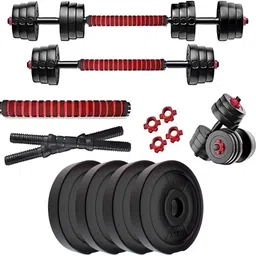 wilora 10 kg 3 in 1 Expandable-Convertible 10KG Dumbbells Set and Fitness Kit Home Gym Combo image 1