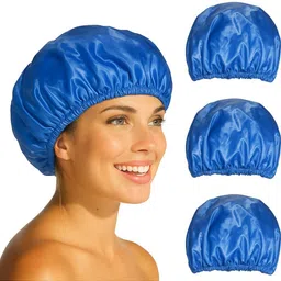 anchalecom Unisex Reusable Shower Cap Waterproof Hair Protection Bath Cap Travel Friendly image 1
