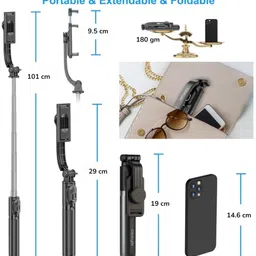 SOFRONICS 3-in-1 Bluetooth Selfie Stick with Wireless Remote and Tripod Stand Extendable for Vlogging Photography Compatible with All Smartphones Bluetooth Selfie Stick image 5