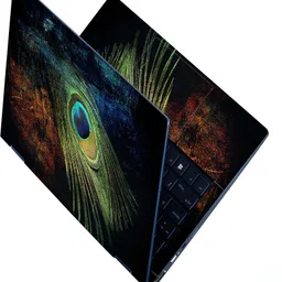 INDIA SHOPERS Full Body Laptop Skin For 14 to 15.6 inch Laptop - Green Feather Faided Design Self Adhesive Stretched Vinyl Laptop Decal 15.6-picture-15