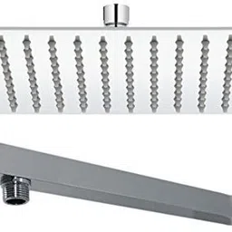 high grade by national HIGHGRADE Ultra Slim Shower 6 X 6 Stainless Steel 304 Grade + 12 Inch Heavy Square Shower Arm 18 Ghz + Square Flange Complete Set Shower Head Fixed Mount image 2
