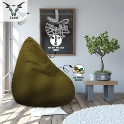 txor XXL ORGANIX Collection, Organic Jute Fabric Moss Green Color, Classic Teardrop Bean Bag With Bean Filling image 5