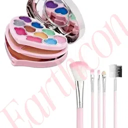 earthcon Heart Shape Makeup Kit Eye shadow Lip Gloss Mirror With 5 Pcs Brush-picture-19