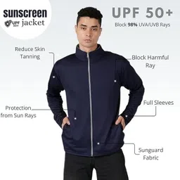 Mia Fashion Summer Jacket with UV Protection UPF 50+ for Men Anti-Tan & Sun Protection Solid Men Wind Cheater image 2
