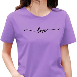 magneto Women Typography Round Neck Pure Cotton Purple T-Shirt-picture-26