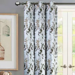 Off White Polyester Floral 7 Ft Semisheer Eyelet 2 Door Curtains By Deco Window image 3