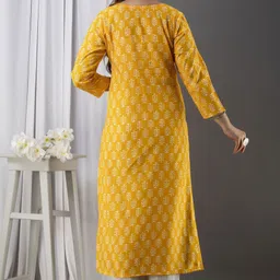 greyshade Women Printed Cotton Rayon Straight Kurta image 2
