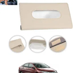 ccmm Universal Leatherite Beige Rectangle Tissue Paper Box/Dispencer For Car-59 Vehicle Tissue Dispenser image 1